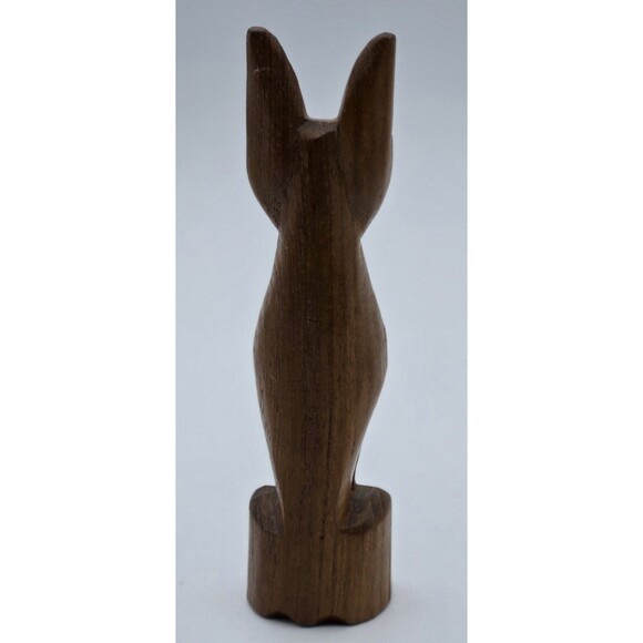 Vintage Mid Century Modern Hand Carved Teak Wood Siamese Cat Sculpture - Picture 3 of 9